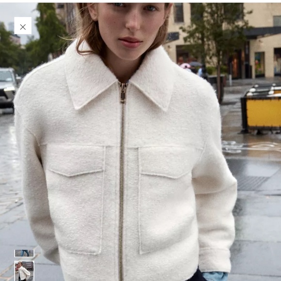 Zara BOUCLÉ JACKET WITH PATCH POCKETS NWOT XS - Picture 7 of 15